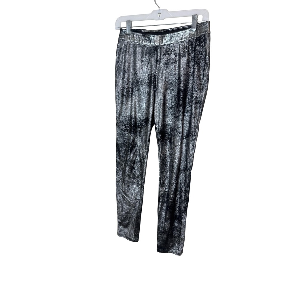 Free People Leggings Womens 27 Silver Metallic Ankle Elastic Waist Stretch Pants